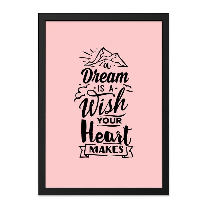 Dream Wish Heart Wall Art, Inspirational Wall Decor, Motivational Quote Print, Positive Affirmation Art, Home Office Decor - Tawshia