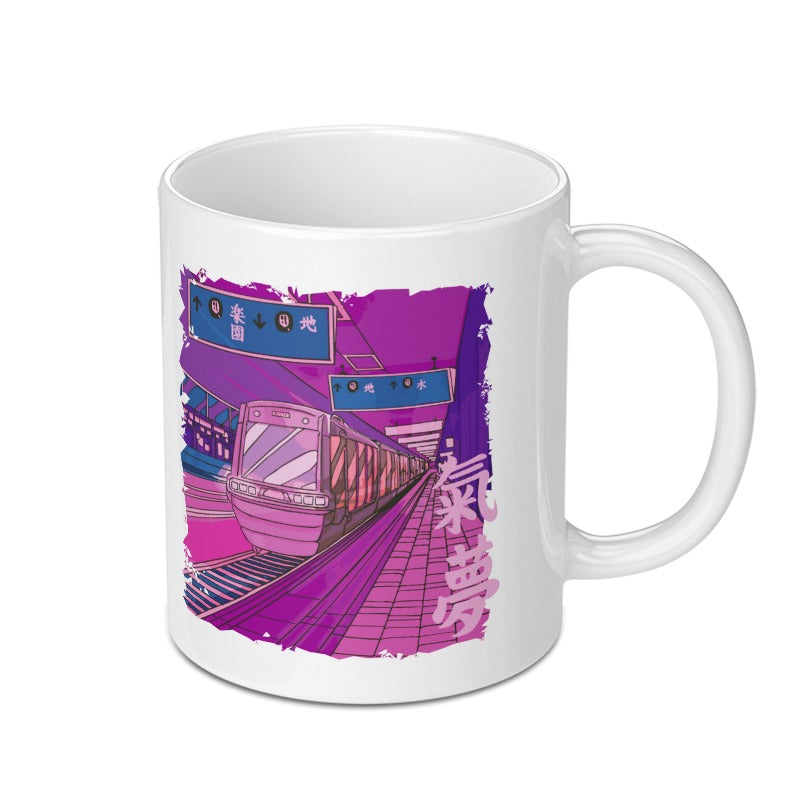 Vibrant Japanese Train Design White Coffee Mug product