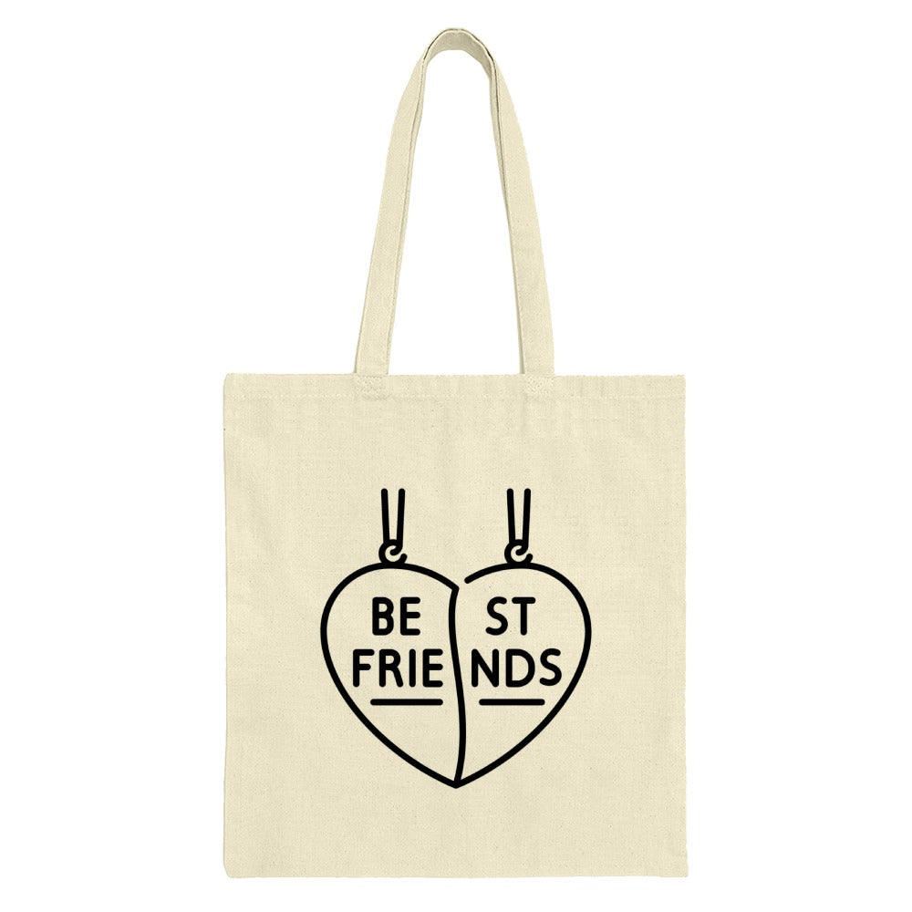 Best Friends Tote Bag, Matching Heart Necklace, BFF Gift, Friendship Bag, Gift for Her, Cute Tote, Bestie Present, Stylish Tote Bag - Tawshia