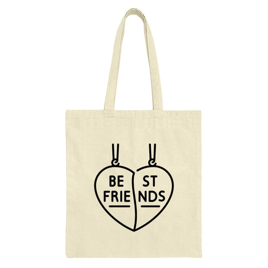 Best Friends Tote Bag, Matching Heart Necklace, BFF Gift, Friendship Bag, Gift for Her, Cute Tote, Bestie Present, Stylish Tote Bag - Tawshia