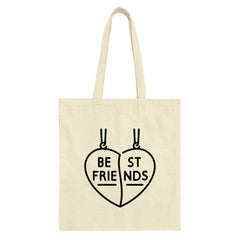 Best Friends Tote Bag, Matching Heart Necklace, BFF Gift, Friendship Bag, Gift for Her, Cute Tote, Bestie Present, Stylish Tote Bag - Tawshia