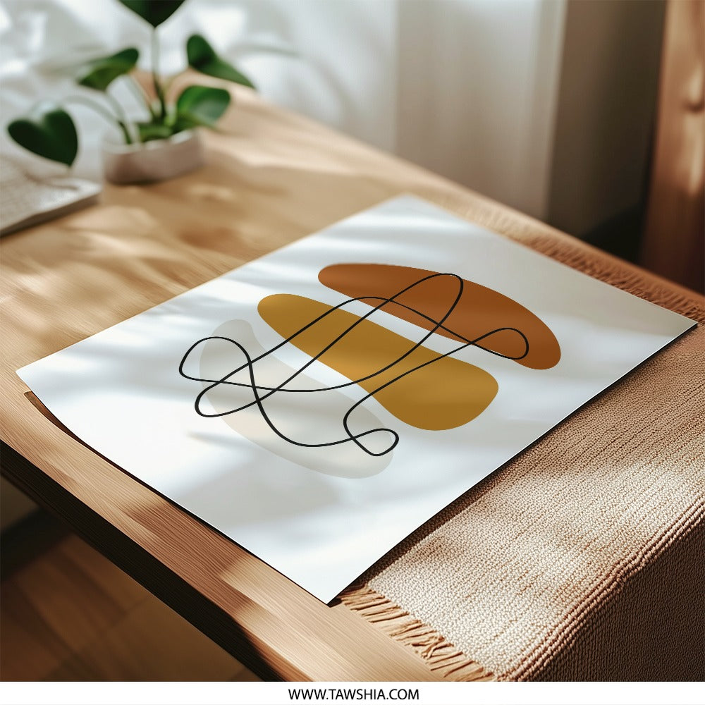 Minimalist Abstract Art Photographic Print, Neutral Tones Wall Decor, Contemporary Line Art Print, Modern Home Art Prints, Stylish Photo - Tawshia