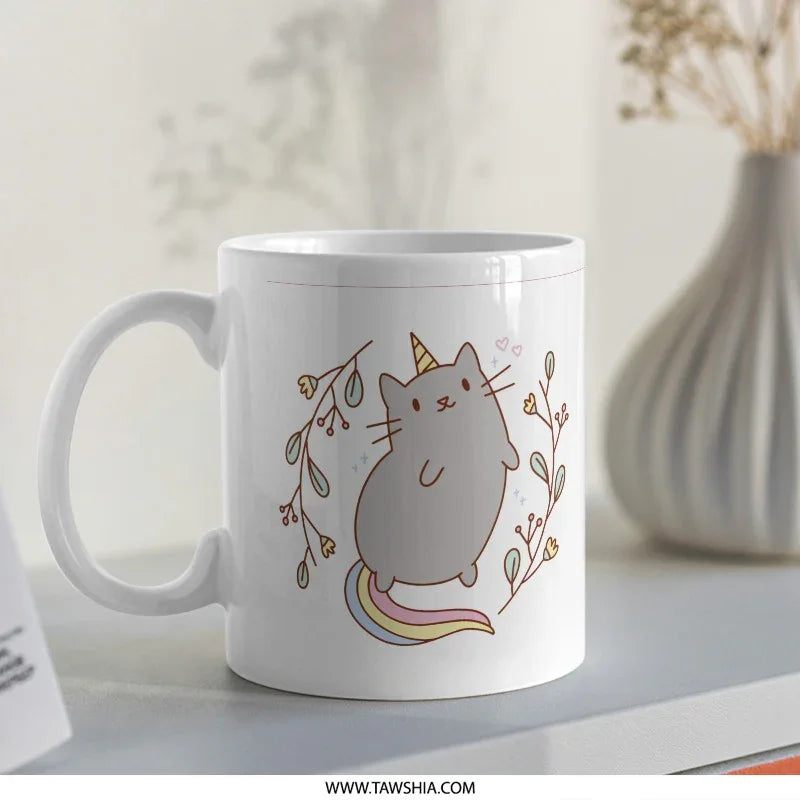 Cute Chubby Unicorn Cat Design Coffee Mug product