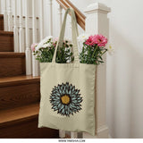 Blue Sunflower Tote Bag, Floral Print Tote, Nature Inspired Bag, Everyday Tote Bag, Gift for Her, Stylish Tote Bag, Unique Design - Tawshia