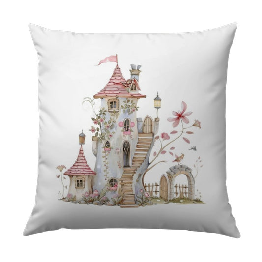 Fairy Tale Castle Pillow, Whimsical Home Decor, Fantasy Art Throw Pillow, Unique Gift Idea, Cute Kids Pillow, Housewarming Gift - Tawshia