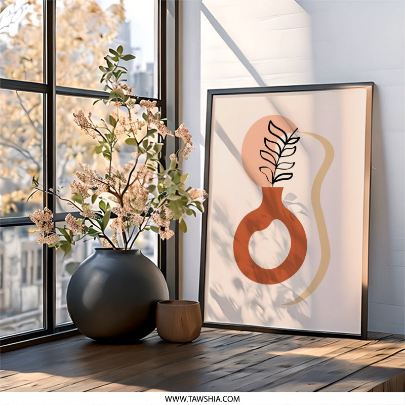 Abstract Vase Wall Art, Minimalist Print, Botanical Wall Decor, Modern Art Print, Home Decor - Tawshia