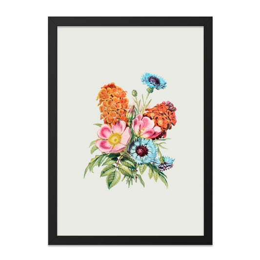 Vintage Flower Wall Art, Botanical Print, Floral Art Print, Antique Flower Illustration, Colorful Floral Bouquet, Home Decor Wall Hanging - Tawshia
