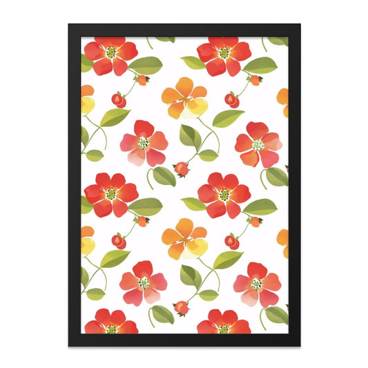 Floral Wall Art Print, Botanical Wall Decor, Red and Yellow Flowers, Floral Home Decor, Flower Pattern, Wall Decor Art Print, Wall Art - Tawshia