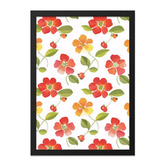 Floral Wall Art Print, Botanical Wall Decor, Red and Yellow Flowers, Floral Home Decor, Flower Pattern, Wall Decor Art Print, Wall Art - Tawshia