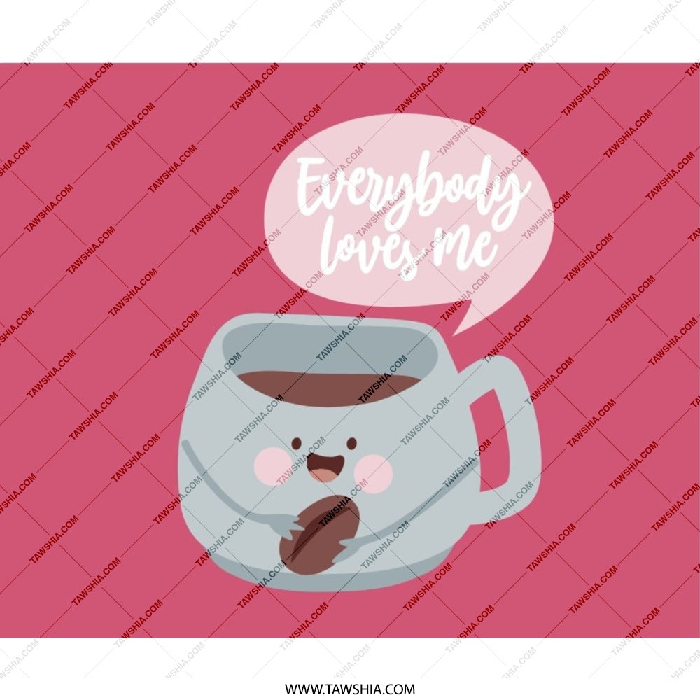 Everybody Loves Me Mouse Pad, Cute Coffee Cup, Coffee Bean Art, Funny Desk Decor, Office Gift, Work From Home Accessory - Tawshia