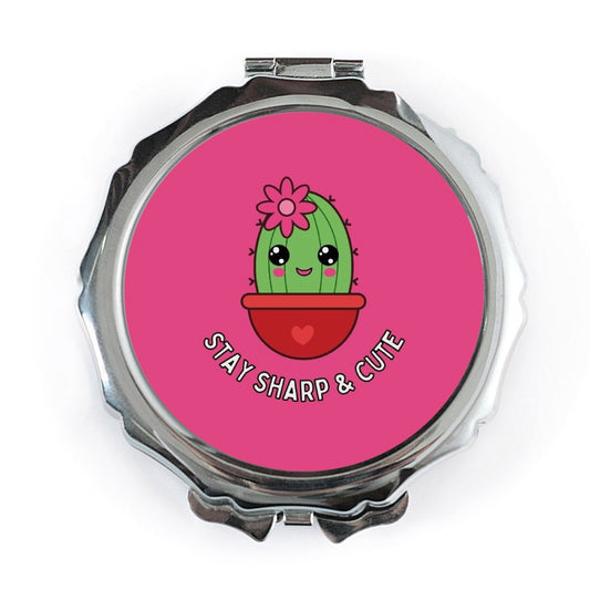 Cute Cactus Pocket Mirror, Stay Sharp and Cute, Kawaii Style Pocket Mirror, Succulent Lover Gift, Portable Mirror, Makeup Mirror - Tawshia