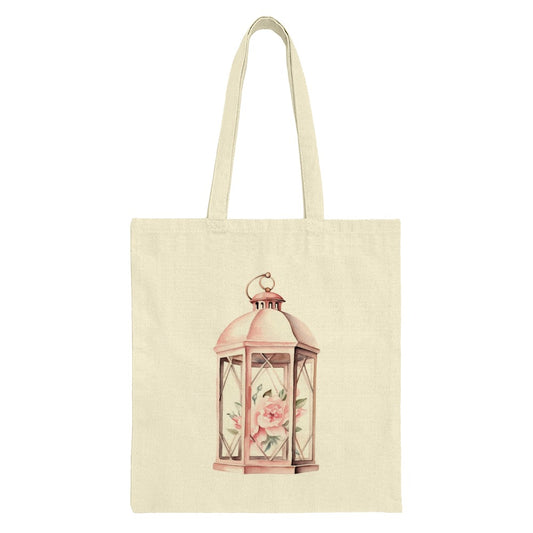 Floral Lantern Tote Bag, Cottagecore Decor Bag, Flower Lantern Design, Aesthetic Gift, Gift for Her, Stylish Tote, Shopping Bag, Everyday - Tawshia