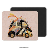 Cute Car Mouse Pad, Floral Ribbon Art Mousepad, Unique Desk Decor, Whimsical Computer Accessory, Pretty Office Gift - Tawshia