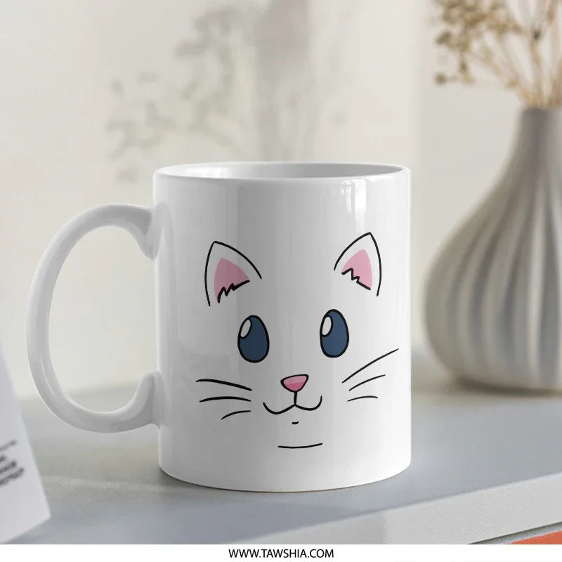 Cute Cartoon Cat Face Design Coffee Mug product