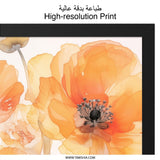 Orange Poppy Wall Art, Floral Art Print, Botanical Wall Decor, Flower Painting, Modern Home Decor, Poppy Art Print, Botanical Art - Tawshia