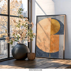 Modern Geometric Wall Art, Abstract Shapes Print, Contemporary Home Decor, Unique Wall Hanging, Circle Square Wall Art, Minimalist Design - Tawshia