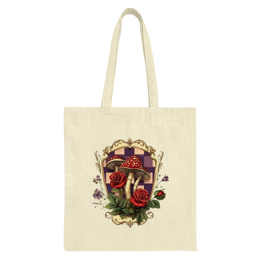 Mushroom Roses Tote Bag, Floral Tote Bag, Botanical Art Tote Bag, Cottagecore Aesthetic Tote Bag, Gift for Plant Lover, Unique Tote Bag - Tawshia