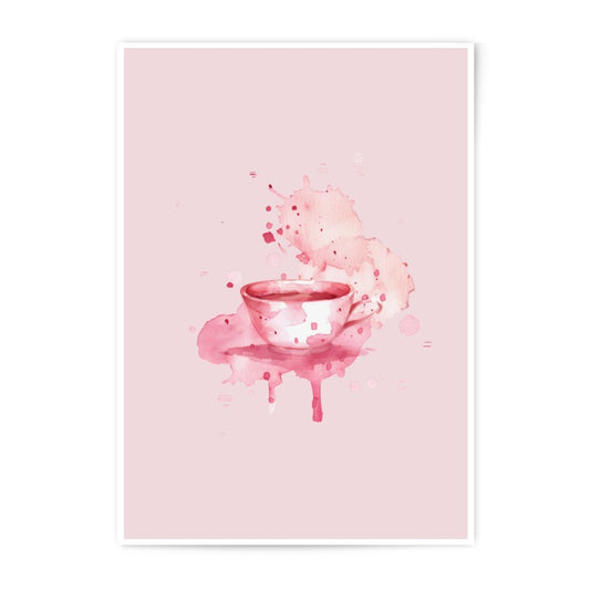 Watercolor Tea Cup Photographic Prints, Pink Drink Art, Kitchen Decor, Food Prints, Wall Art, Home Decor - Tawshia