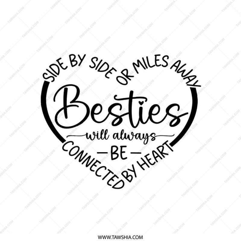 Besties Pillow, Best Friends Gift, Friendship Pillow, Long Distance Friendship, Side by Side or Miles Away Throw Pillow, Home Decor - Tawshia