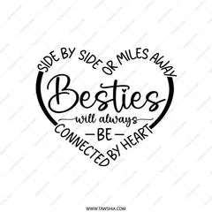 Besties Pillow, Best Friends Gift, Friendship Pillow, Long Distance Friendship, Side by Side or Miles Away Throw Pillow, Home Decor - Tawshia