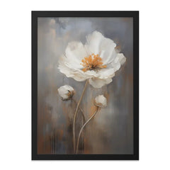 White Poppy Flower Wall Art, Floral Painting Print, Botanical Home Decor, Modern Art Print, Abstract Floral Art - Tawshia