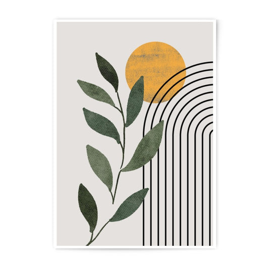 Modern Abstract Leaf Photographic Print, Botanical Wall Art, Minimalist Art Print, Home Decor, Geometric Rainbow, Sun Art - Tawshia