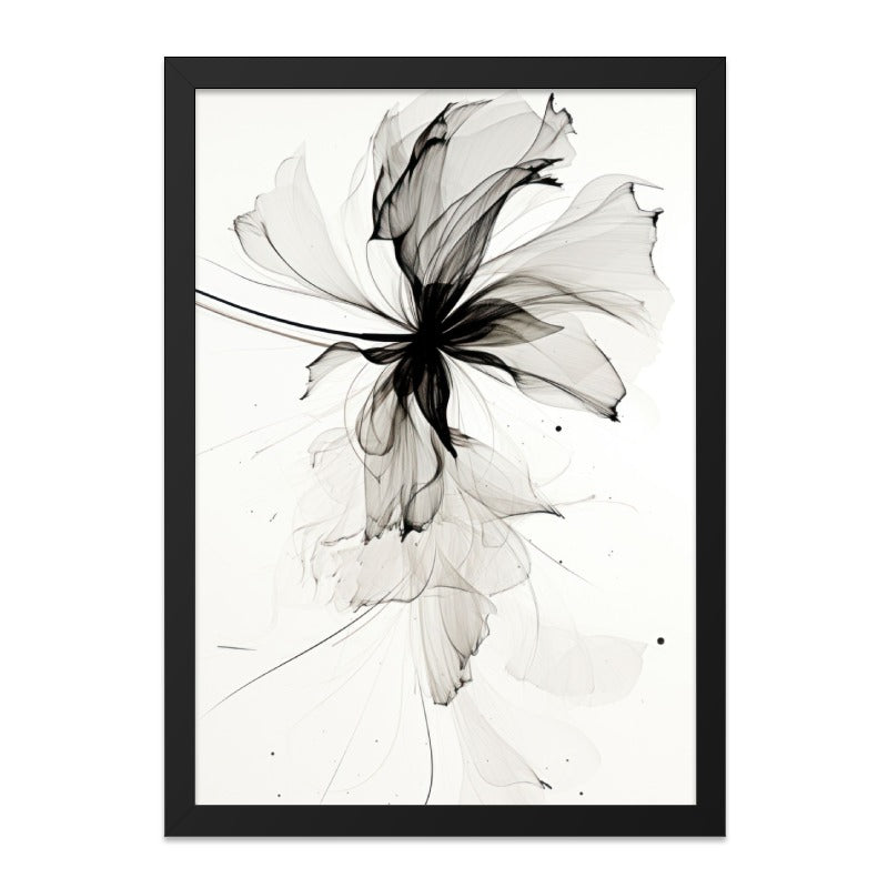 Abstract Floral Wall Art, Monochrome Flower Print, Modern Home Decor, Botanical Wall Hanging, Minimalist Art Print, Elegant Flower Artwork - Tawshia
