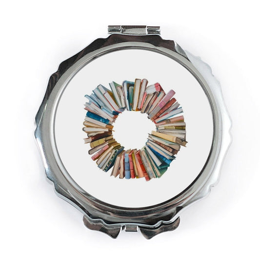 Book Wreath Pocket Mirror, Unique Gifts, Pocket Mirror for Book Lovers, Teacher Gift, Bookish Gifts, Gift for Readers, Reading Gifts - Tawshia