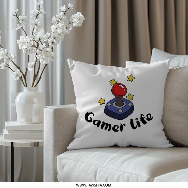 Gamer Life Throw Pillow, Video Game, Retro Gaming, Novelty Decor, Gift For Gamers, Game Room Decor, Fun Pillows, Cute Pillow Design - Tawshia