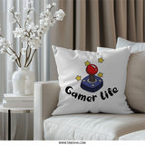 Gamer Life Throw Pillow, Video Game, Retro Gaming, Novelty Decor, Gift For Gamers, Game Room Decor, Fun Pillows, Cute Pillow Design - Tawshia