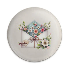 Floral Envelope Pinback, Flower Mail Badge, Cute Spring Blossom Button, Aesthetic Pastel Pin, Botanical Gift, Letter with Flowers - Tawshia