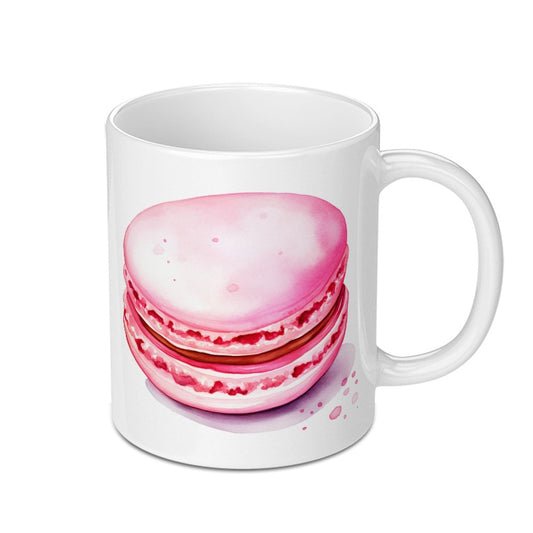 Macaron Mug, Pink Macaroon Art, Foodie Gift, Pastry Lover, Dessert Coffee Mug, Kitchen Decor, Watercolor Design, Cute Sweet Treat Mug - Tawshia