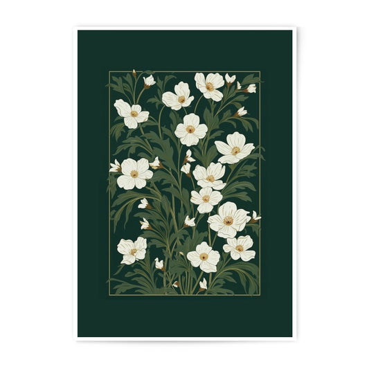 Floral Photographic Print, White Anemone Art, Botanical Wall Decor, Elegant Flower Photo, Green and White Artwork, Nature Photography - Tawshia