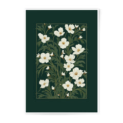 Floral Photographic Print, White Anemone Art, Botanical Wall Decor, Elegant Flower Photo, Green and White Artwork, Nature Photography - Tawshia