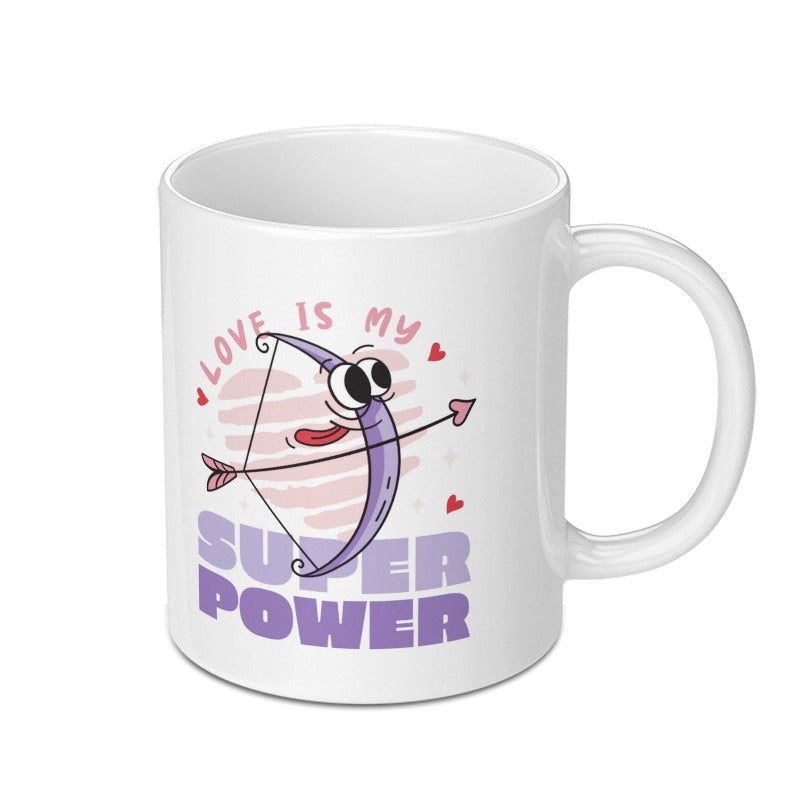 Love Is My Super Power Bow and Arrow Design mug