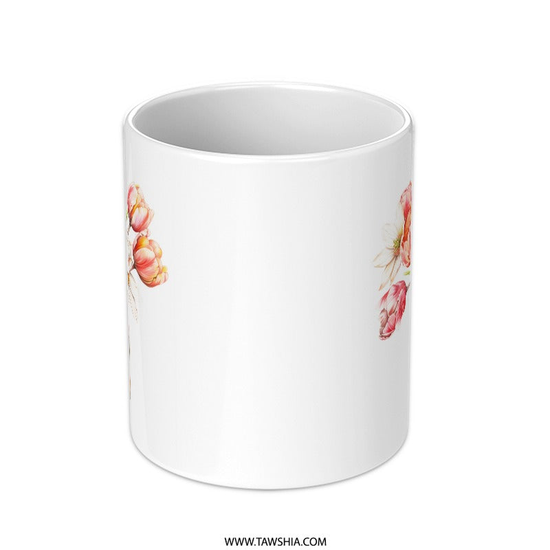 Floral Mug, Tulip Flowers Mug, Spring Mug, Watercolor Flowers Mug, Bouquet Coffee Mug, Floral Art Mug, Gift for Her, Botanical Mug - Tawshia