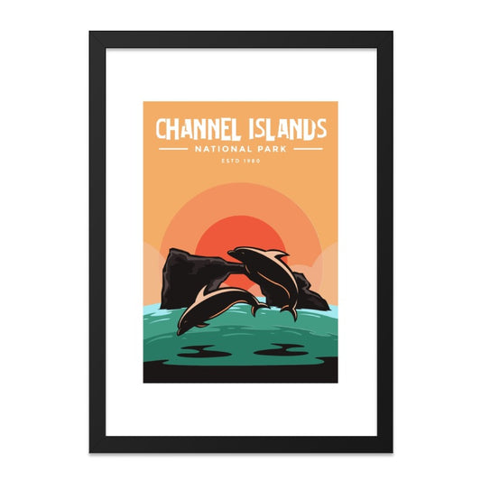 Channel Islands Wall Art, Dolphin Poster, National Park Print, California Travel Art, Coastal Home Decor, Vintage Style Wall Art - Tawshia
