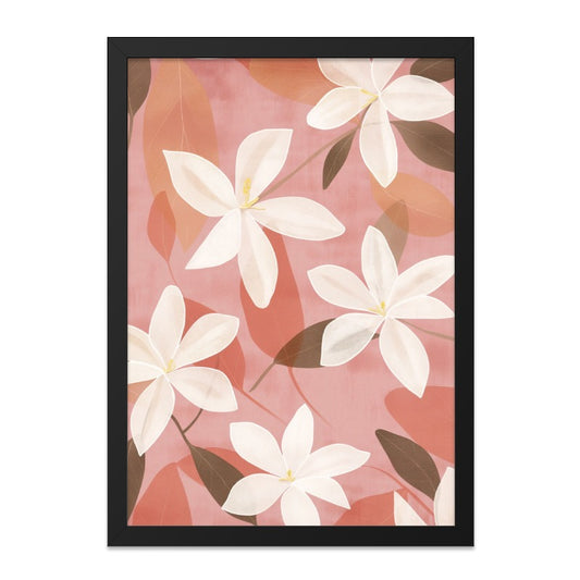 Floral Wall Art, White Flower Print, Botanical Art, Modern Home Decor, Pink Wall Decor, Flower Poster, Housewarming Gift, Living Room Art - Tawshia