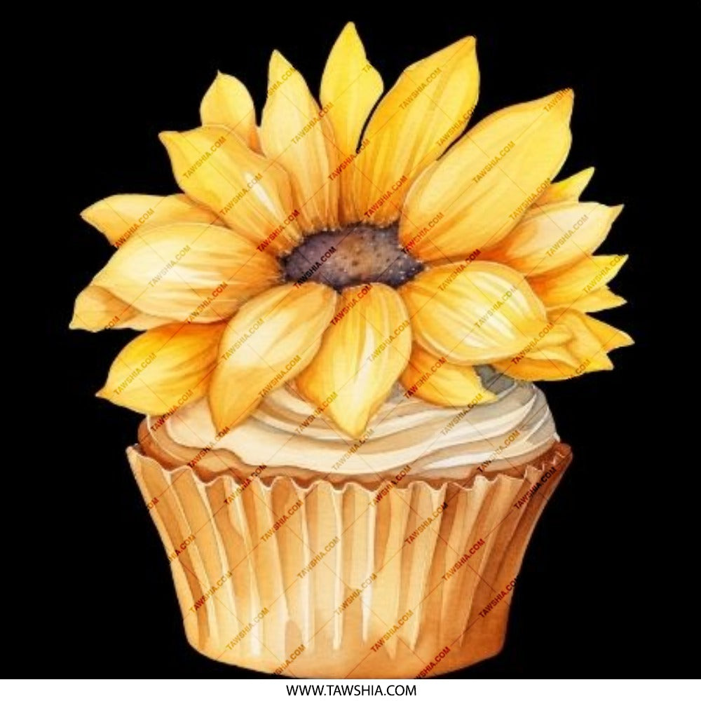 Sunflower Cupcake Pinback Button, Floral Button, Cute Button, Dessert Button, Aesthetic Button, Gift Idea - Tawshia