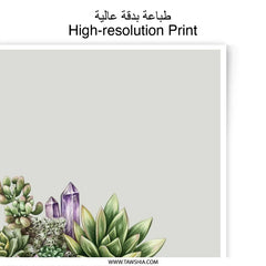 Succulents Photographic Prints, Crystal Art Decor, Leopard Print Bowl, Nature Wall Art, Botanical Print, Home Decor, Stylish Gift - Tawshia