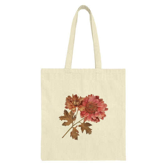 Floral Tote Bag, Chrysanthemum Design, Botanical Art Bag, Flower Lover Gift, Casual Tote, Everyday Bag, Unique Tote, Nature Inspired Bag - Tawshia