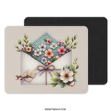 Floral Envelope Mouse Pad, Flower Mousepad, Spring Decor Desk Mat, Cute Office Decor, Letter and Blossom Mouse Pad, Work From Home Gift - Tawshia