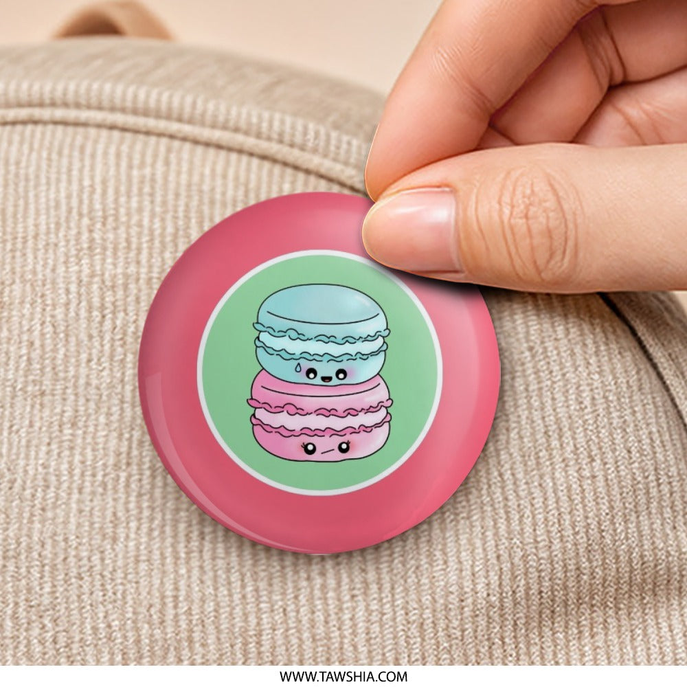 Cute Macaron Pinback Button, Sweet Treat Badge, Kawaii Food Pin, Colorful Dessert Button, Gift for Baker, Trendy Backpack Accessory - Tawshia