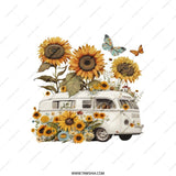 Sunflower Camper Pillow, Butterfly Pillow, Van Life Throw Pillow, Floral Car Pillow, Decorative Sunflowers Pillows, Boho Decor Pillows - Tawshia