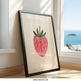 Strawberry Wall Art, Fruit Print, Kitchen Decor, Whimsical Art, Modern Wall Hanging, Cute Strawberry Poster, Kids Room Decor, Berry Artwork - Tawshia