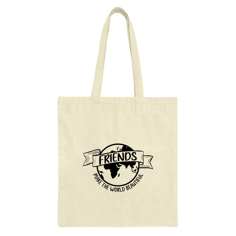 Friends Make the World Beautiful Tote Bag, Graphic World Earth Tote, Friendship Gift, Sustainable Tote Bag, Teacher Gift, Everyday Tote - Tawshia