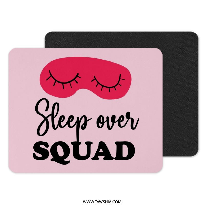 Sleepover Squad Mouse Pad, Girl Squad Gift, Pajama Party, Fun Office Decor, Trendy Workstation, Pink Aesthetic, Gift for Her, Cute Desk Mat - Tawshia