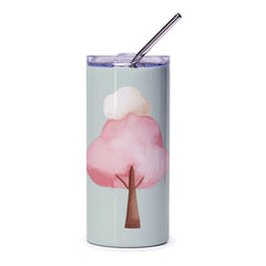 Pink Tree Tumbler, Pastel Color, Watercolor Design, Travel Mug, Gift Idea, Cute Cup, Drinkware, Beverage Container - Tawshia