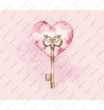 Vintage Heart-Shaped Key Illustration Art product type