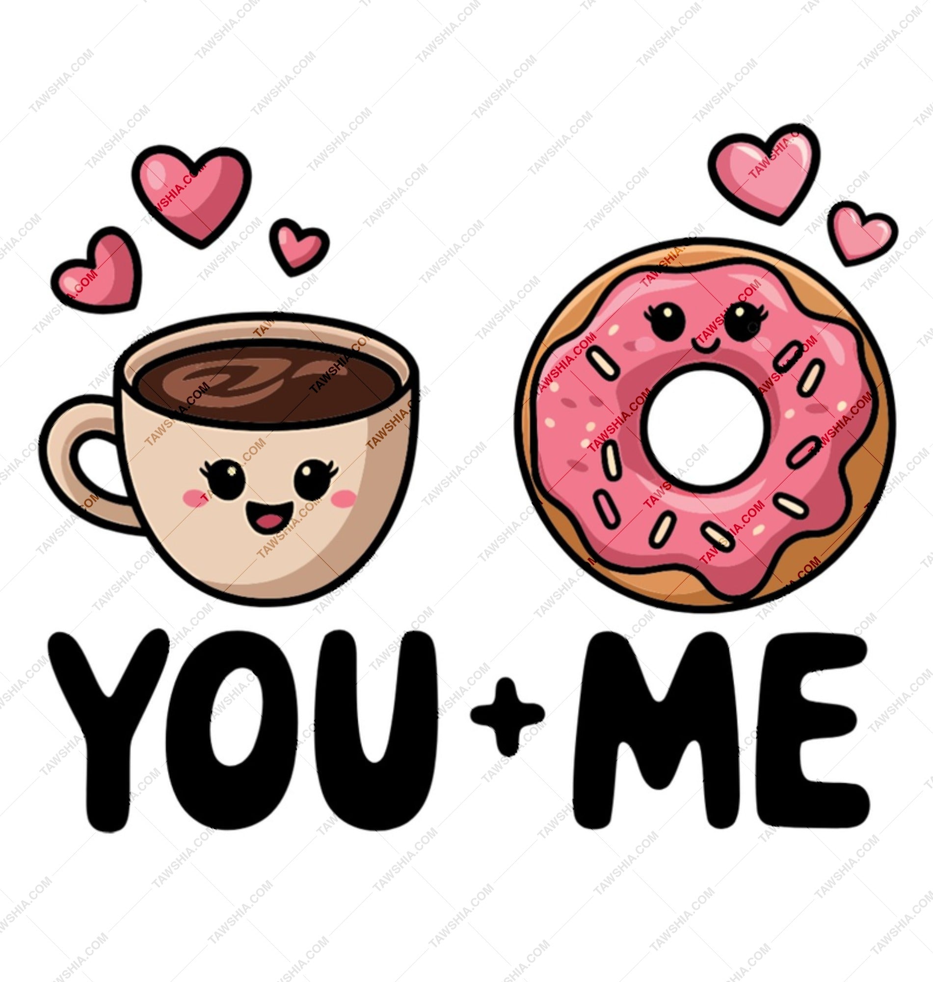 You and Me Coffee Mug, Kawaii Mug, Cute Coffee Mug, Donut Mug, Gift for Her, Foodie Mug, Best Friend Gift, Unique Mug Design - Tawshia